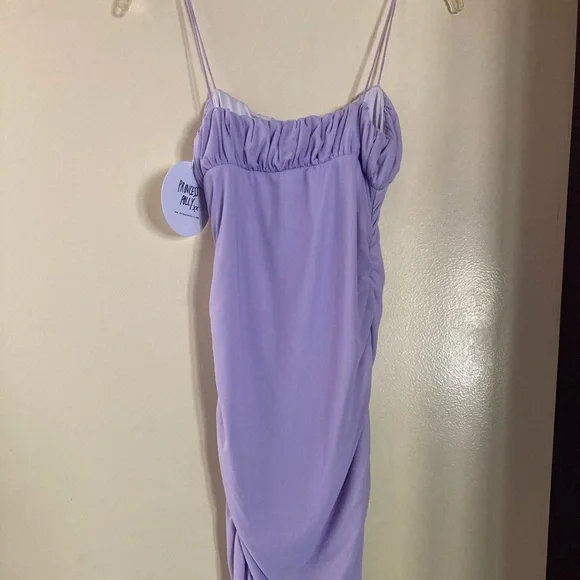 open lace back dress Time Of Your Life Plunge Halter Mini Dress Purple main image 0
